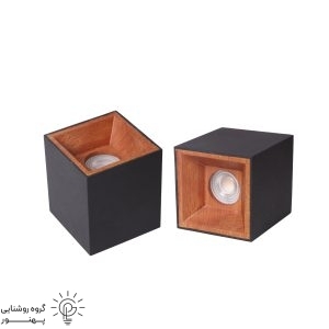 چراغ سقفی روکار مربع GU10 چوب و فلز