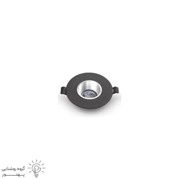 قاب هالوژن سقفي توكار عميق متحرك وسط مشكي كروم براق