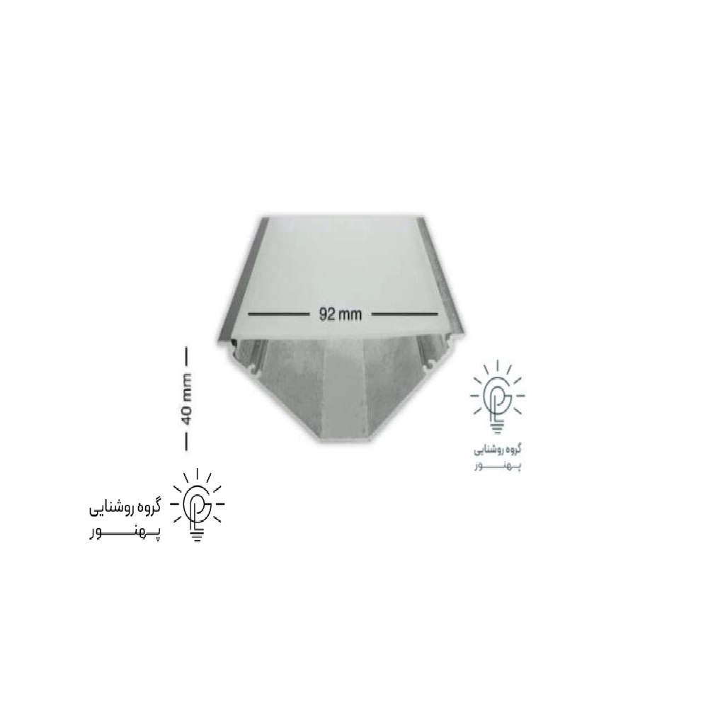 چراغ خطی لاینر روکار کنجی برش 92 میلیمتر چراغ خطی لاینر روکار کنجی برش 92 میلیمتر